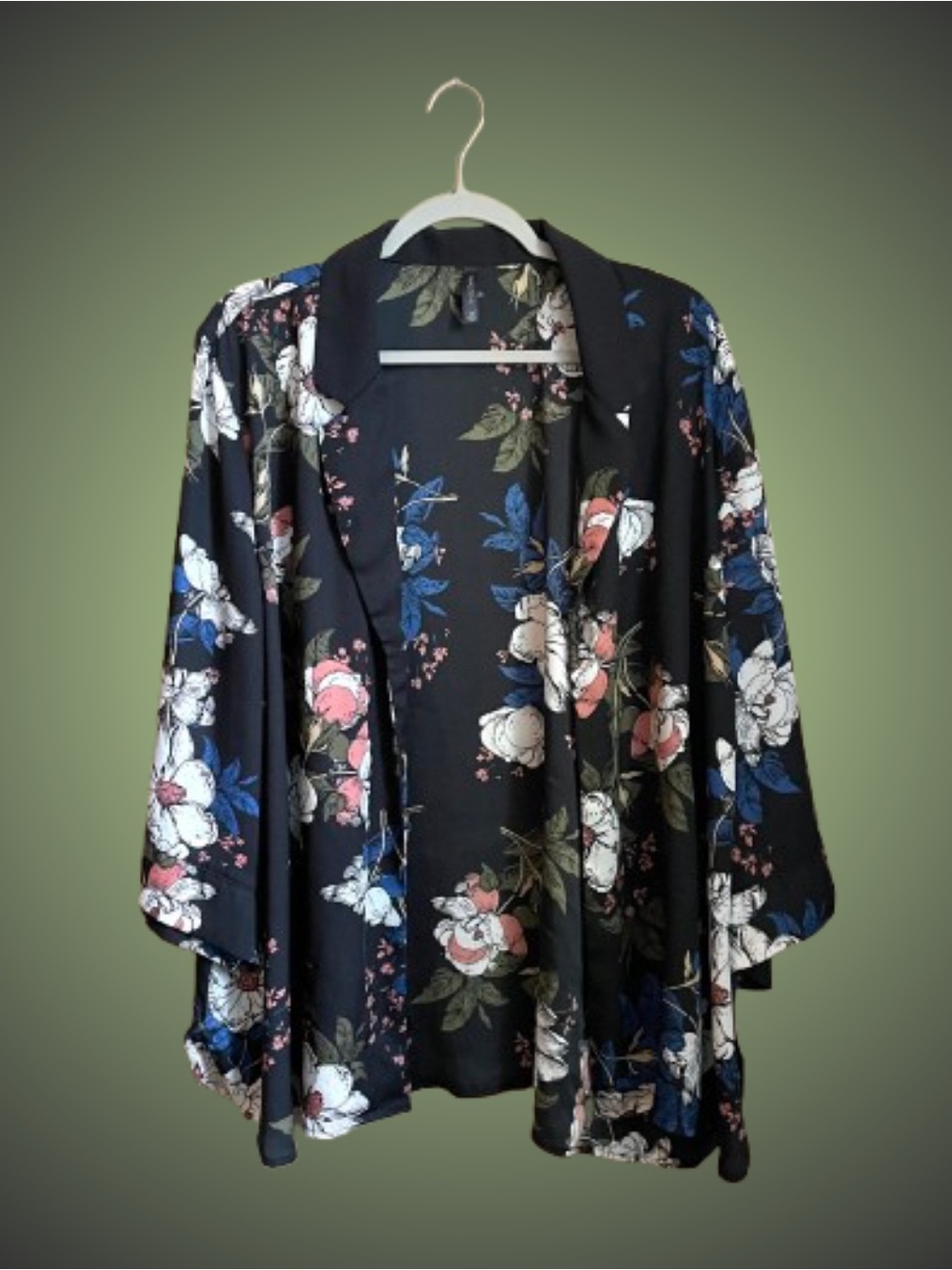 Floral print Massini blazer style open front kimono sz 3X